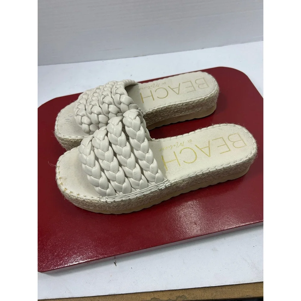 Beach by Matisse Braided Platform Sandals 9M Cream Espadrille Boho Coastal